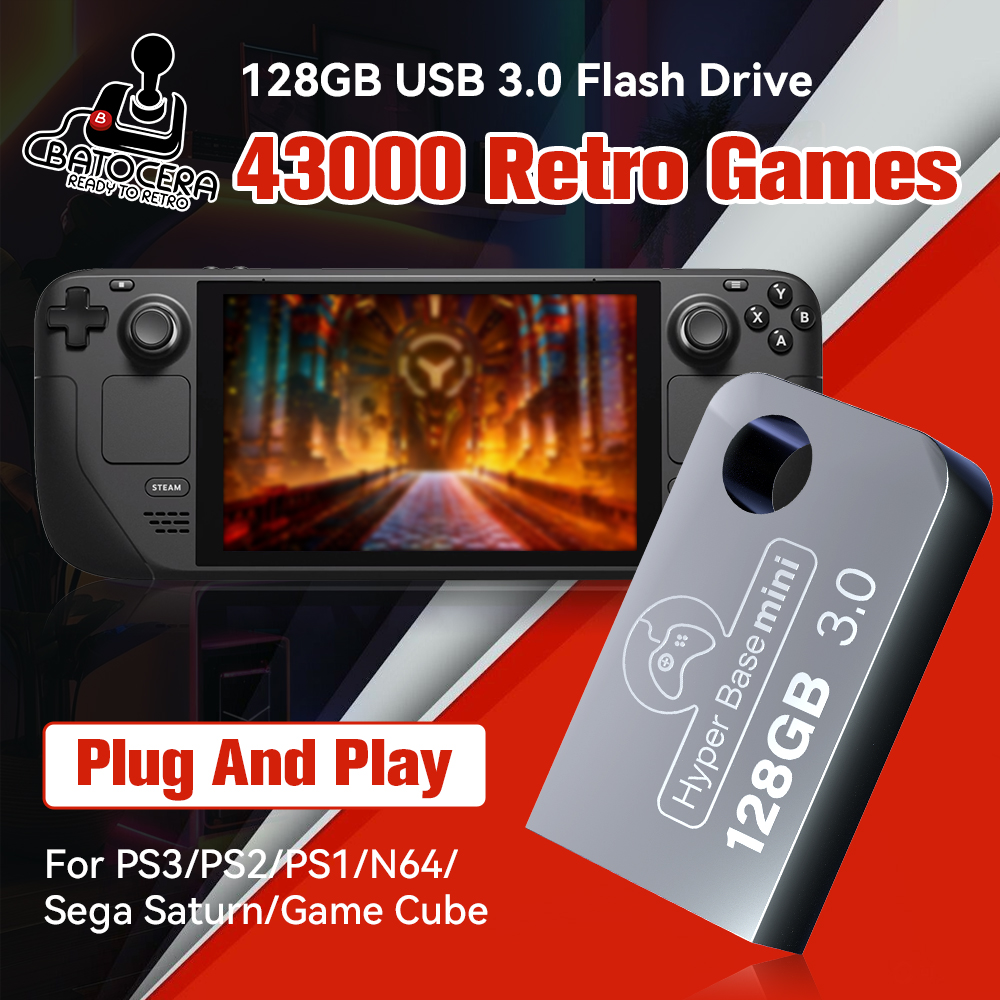 Gaming Console Steam Deck - Batocera 128G Gaming Stick With 43000+