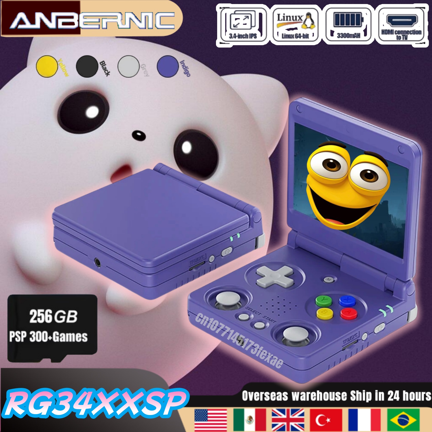 Gaming Console 5 Year Old - Anbernic RG34XXSP Retro Handheld Game Console