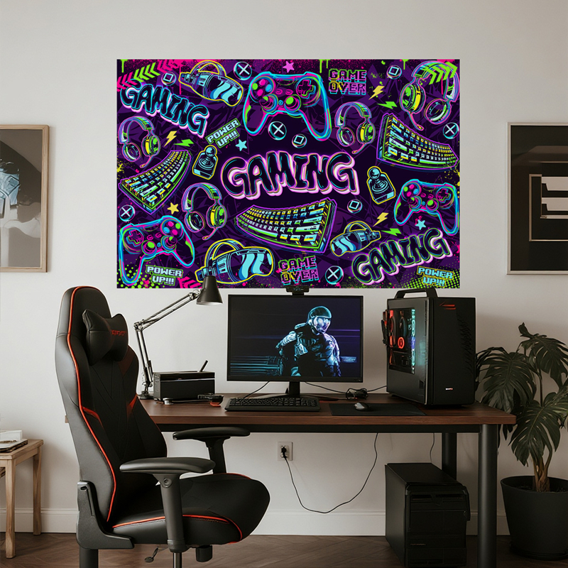Larger Walls Art Cool Colored  - Gaming Console Game Zone 评论和价格